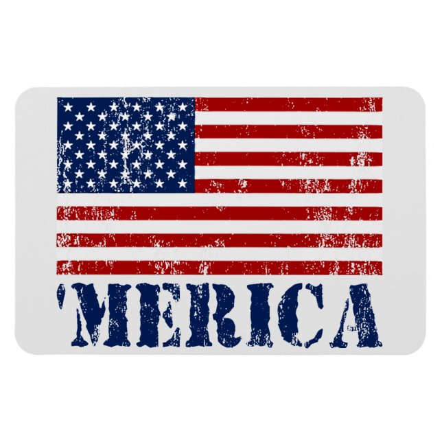 Íman Vintage 'MERICA US Flag Patriotic Premium Magnet (Horizontal)