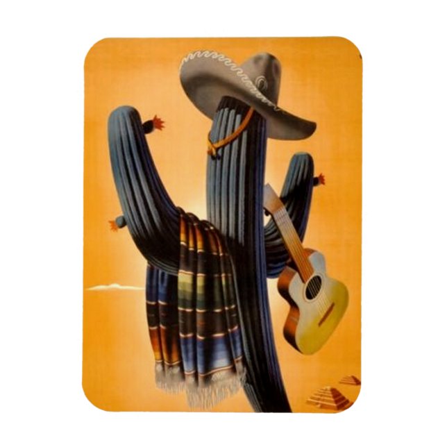 Íman Vintage México - Anúncio mexicano de Viagem turíst (Vertical)