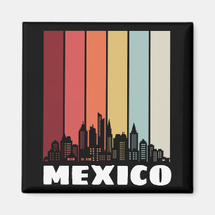 Íman Vintage Mexico CDMX Cityscape Retro Sunset