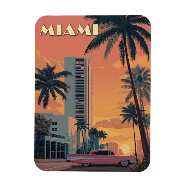 Íman Vintage Miami Florida Viagem (Vertical)