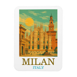 Íman Vintage Milan Itália Viagem Retro Impressão
