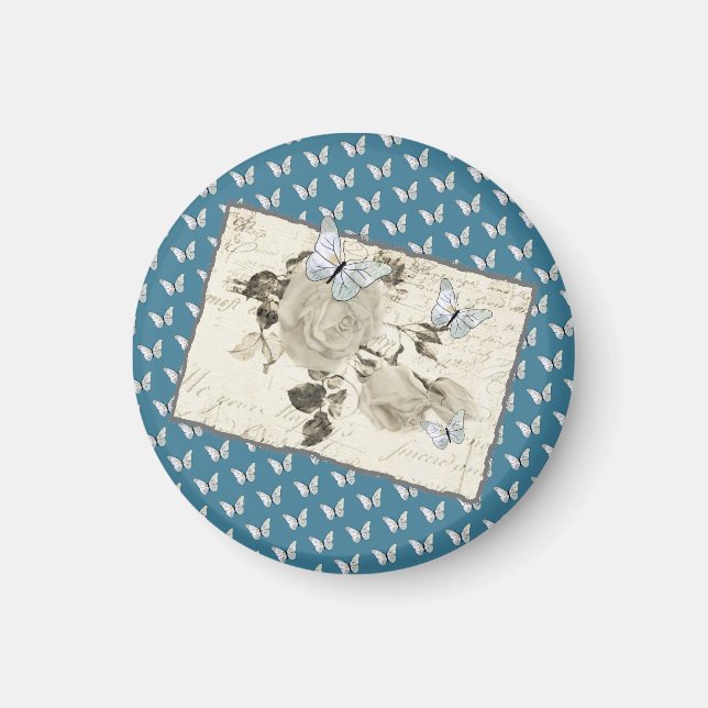 Íman Vintage mit Schmetterlingen (Frente)
