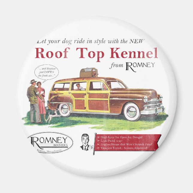 Íman Vintage Mitt Romney Dog Retro Ad (Frente)