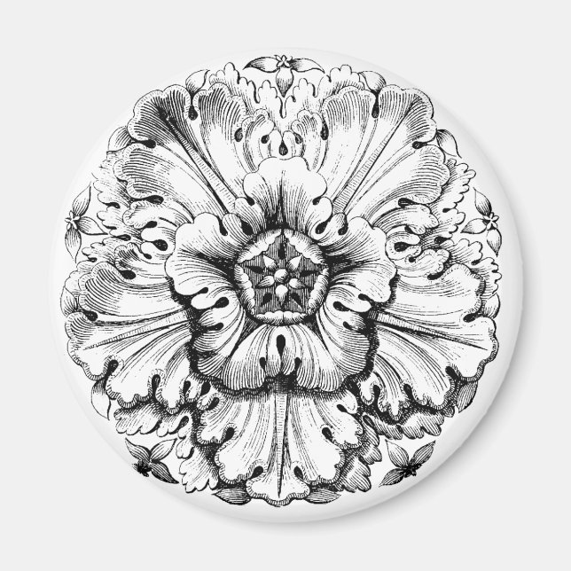 Íman Vintage Modern Leafy Flower (Frente)