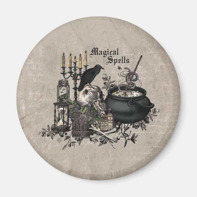 Íman Vintage moderna Halloween WITCHES BREW (Frente)