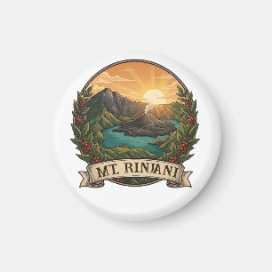 Íman Vintage Monte Rinjani Indonésia Vulcão Retro