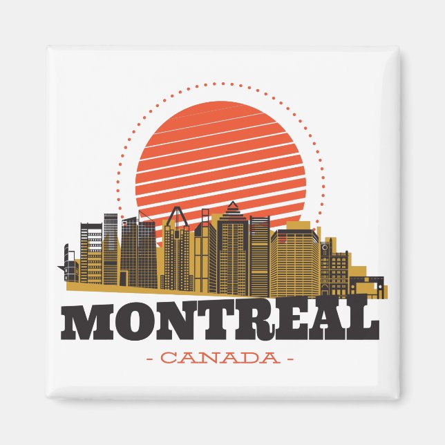 Íman Vintage Montreal Canada Skyline (Frente)