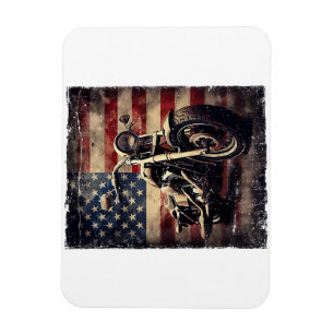 Íman Vintage Motorcycle USA Flag Retro Biker American