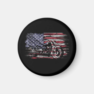 Íman Vintage Motorcycle USA Flag Retro Biker, Motorcycl