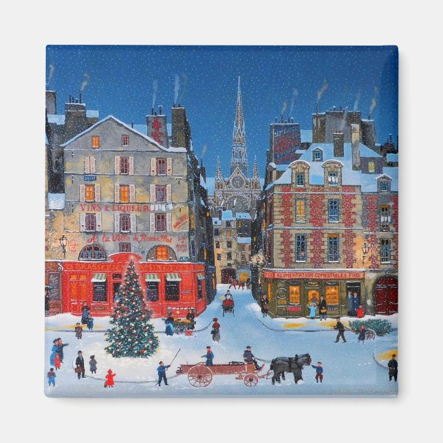 Íman Vintage no Exterior Cena de Natal (Frente)