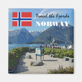 Íman Vintage Norway Scandinavia Fjords viagem souvenir