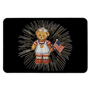 Íman Vintage Nurn Bear Modern White Fireworks Flexível