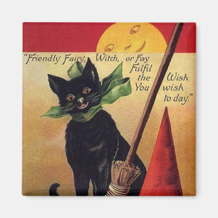 Íman Vintage o Dia das Bruxas com um chapéu do gato