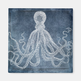Íman Vintage Octopus Twilight Blue Denim Watercolor