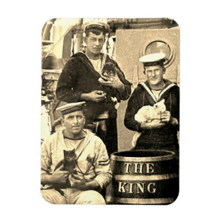 Íman Vintage Old Photo 3 Sailors Holding Cats 