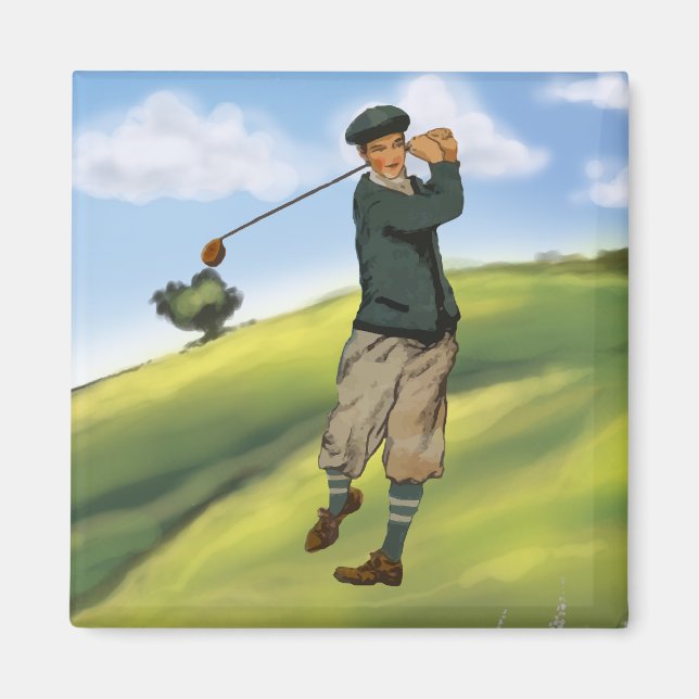 Íman Vintage olha Golfer Golf Magnet (Frente)