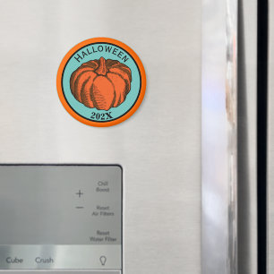 Íman Vintage Orange Black Halloween Pumpkin Inte Art