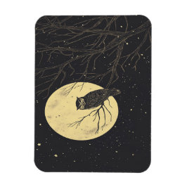 Íman Vintage Owl Art Sob Um Céu Ligado