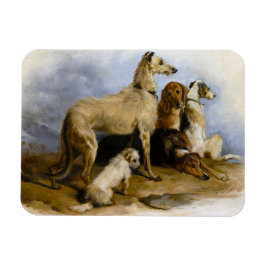Íman Vintage painting of five cute dogs