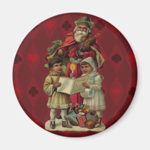 Íman Vintage Papais noeis Cantando Música de Natal