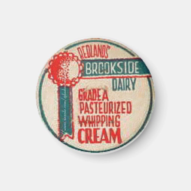 Íman "Vintage paper boné-Redlands Brookside Dairy" (Frente)