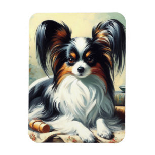 Íman Vintage Papillon Dog Painting