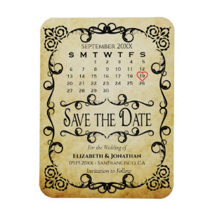 Íman Vintage Parerging Wedding Salvar o Calendário de D