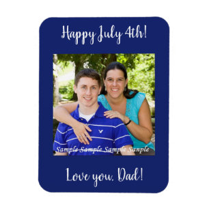 Íman Vintage Patriotic Blue Cartão com fotos 4 de julho