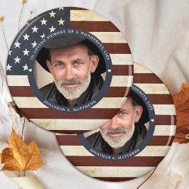 Íman Vintage Patriotic Memorial American Flag Photo