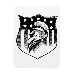 Íman Vintage Patriotic Uncle Sam and American Flag