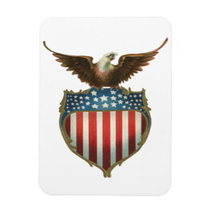 Íman Vintage patriótico, águia americana com bandeira