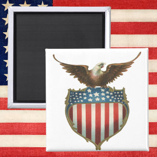 Íman Vintage patriótico, águia americana com bandeira