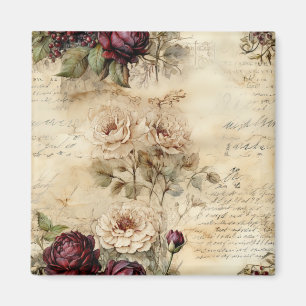 Íman Vintage - Pergaminho - Carta de Amor com Flores (7