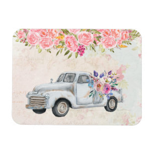 Íman Vintage Pickup Truck Rustic Watercolor