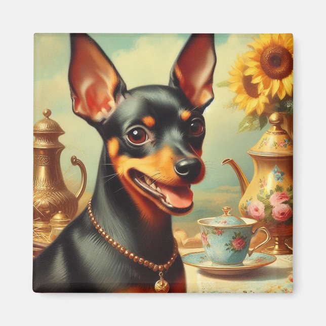 Íman Vintage Pinscher Painting (Frente)