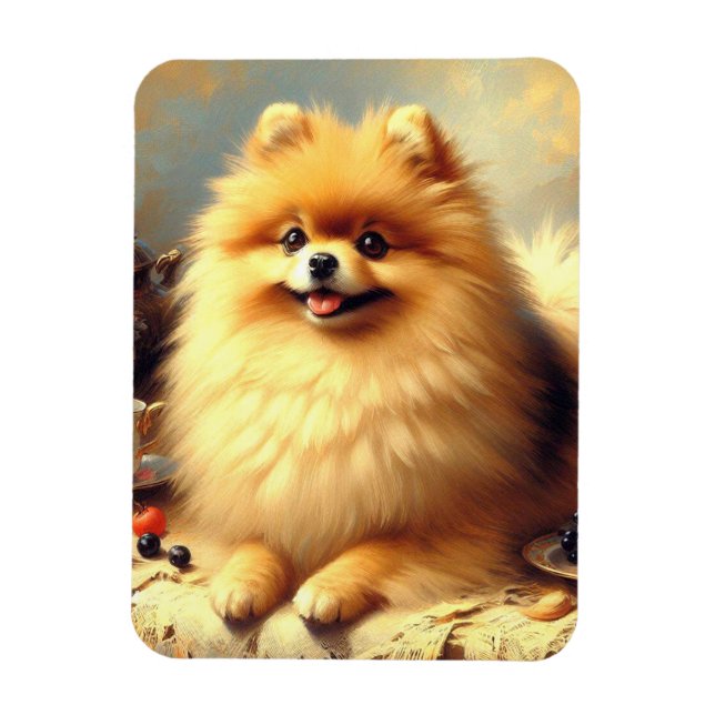 Íman Vintage Pomeranian - Pintura de cães (Vertical)