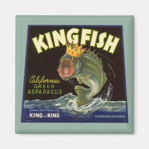 Íman Vintage Product Can Label Art, Kingfish Asparagus