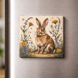 Íman Vintage Rabbit with Wildflowers