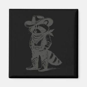 Íman Vintage Raccoon Cowboy Trash Panda Ocidental