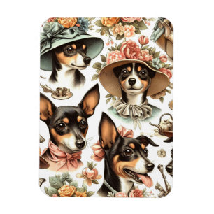 Íman Vintage Rat Terrier Seamless