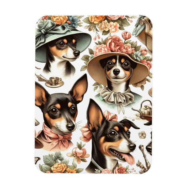 Íman Vintage Rat Terrier Seamless (Vertical)