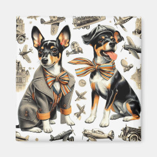 Íman Vintage Rat Terrier Seamless