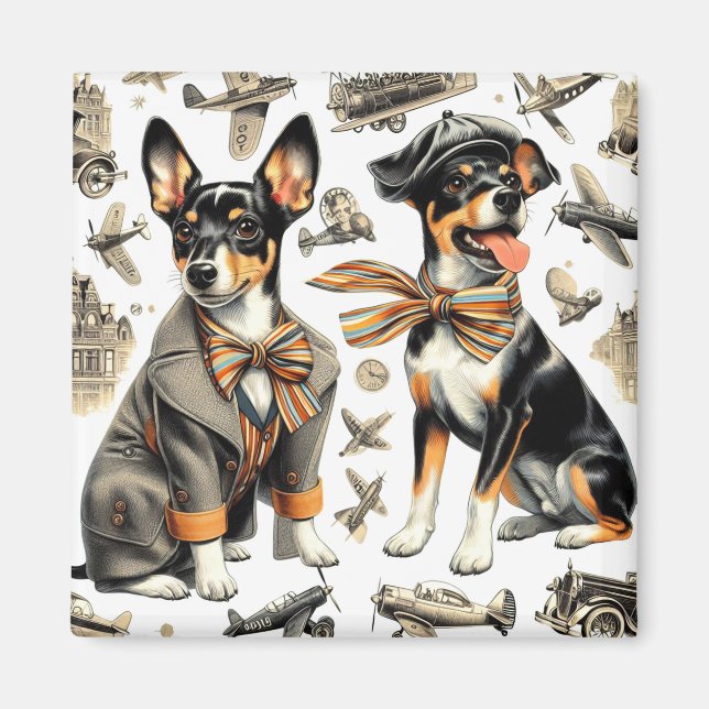 Íman Vintage Rat Terrier Seamless (Frente)