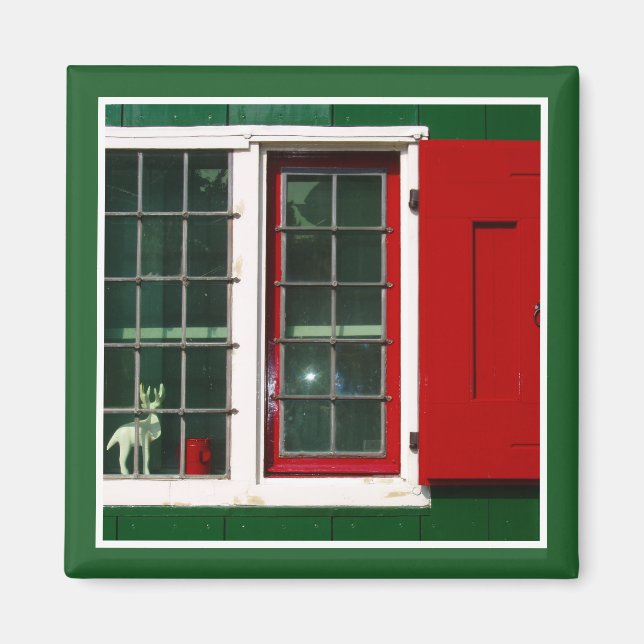Íman Vintage Red Green White Window Photo (Frente)