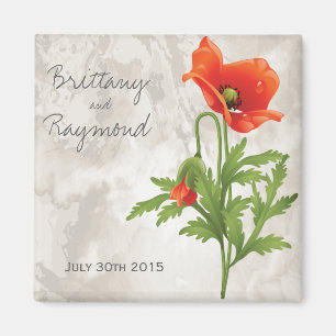 Íman VINTAGE RED POPPIES Favor Magnet
