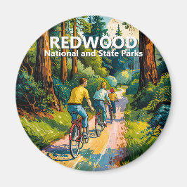 Íman Vintage Redwood Family Cycling Van Gogh Colorful