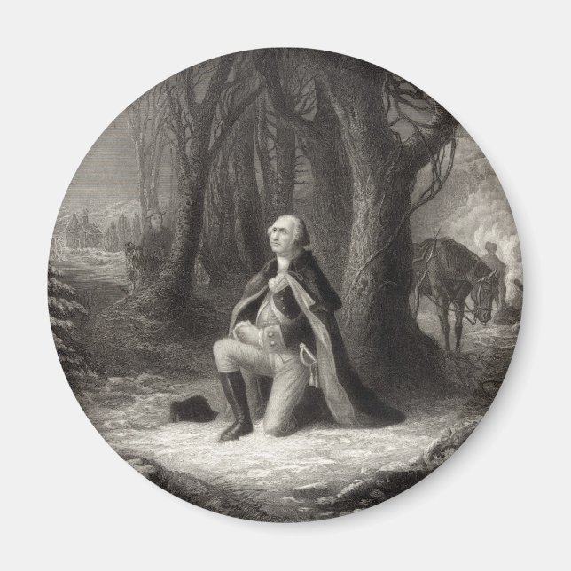 Íman Vintage Retrato de George Washington Rezando (Frente)