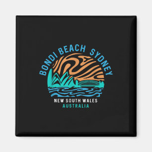 Íman Vintage Retro Bondi Beach Sydney Austrália Surfer