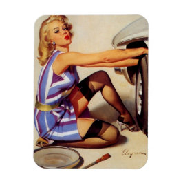Íman Vintage Retro Car Mechanical Pinup Girl