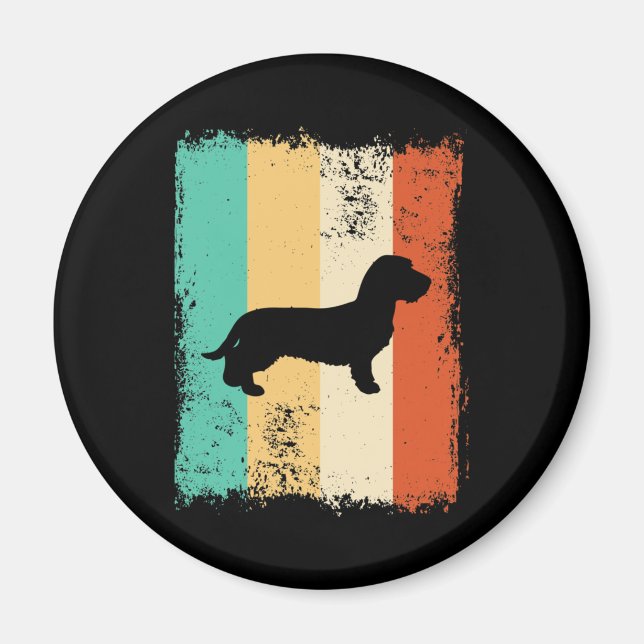 Íman Vintage Retro Dachshund Wirehaired (Frente)